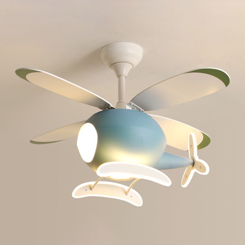 Modern Metal Ceiling Fan Lamp Helicopter LED Semi Flush Ceiling Light Fixtures