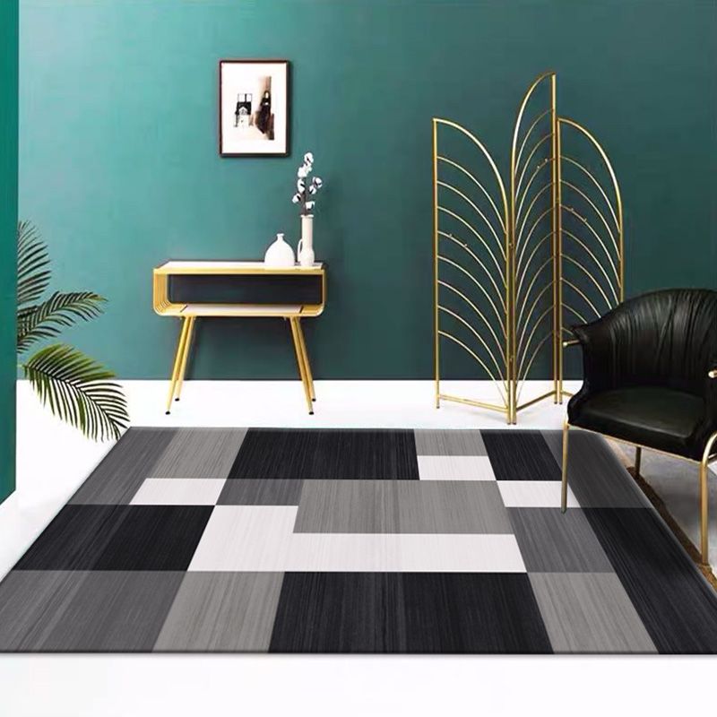 Grey Modern Rug Polyester Graphic Indoor Rug Non-Slip Backing Rug for Living Room
