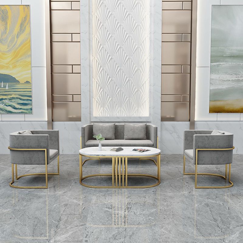 Modern Parsons Arm Chair Velvet Gold Base Dining Chair for Dining Room