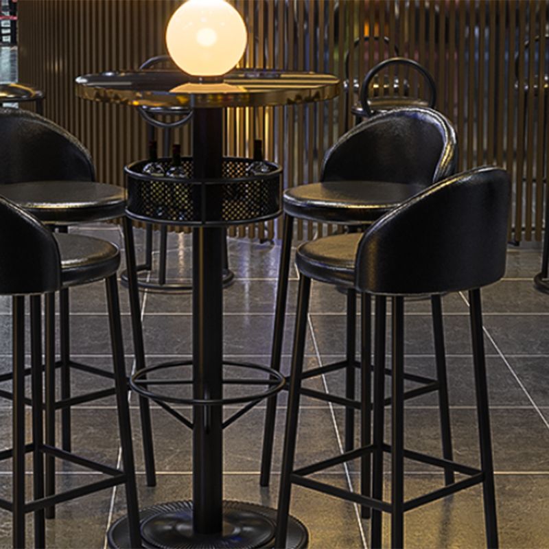 Industrial Style Bar Wine Table Black Bar Dining Table with Storage