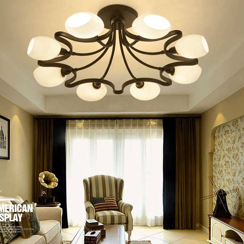 Wohnzimmer Deckenbeleuchtung Simplicity Glas Schwarz Halbbündig Mount Lampe