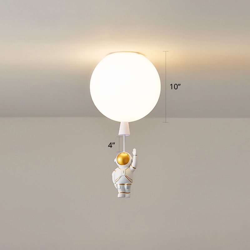 Creative Balloon Ceiling Mount Light Silica Gel 1 Bulb Bedroom Flush Light with Astronaut Decoration