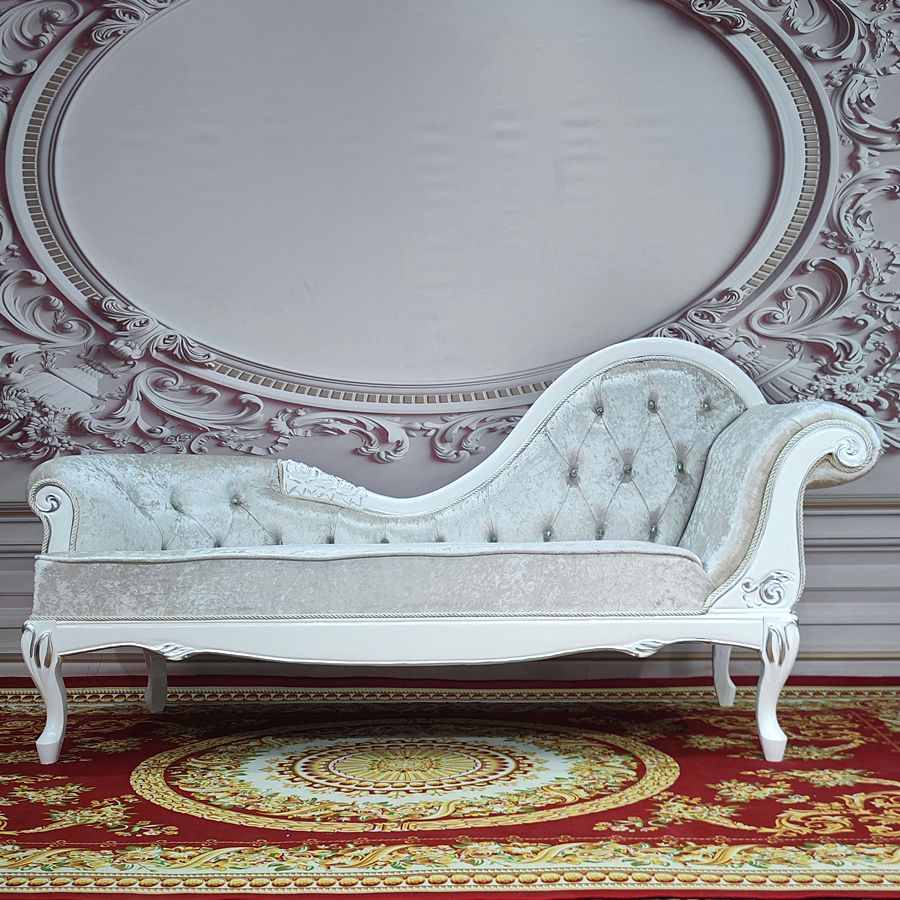 Traditional Upholstered Chaise Lounge Couch with Arms Chaise Lounge Chair