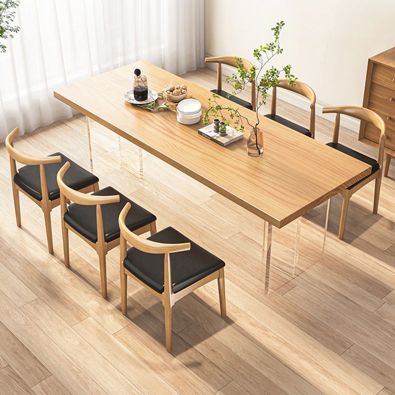 Modern Acrylic Dining Table Set 1/2/5/7 Pcs Natural Wood Dining Room Furniture Set