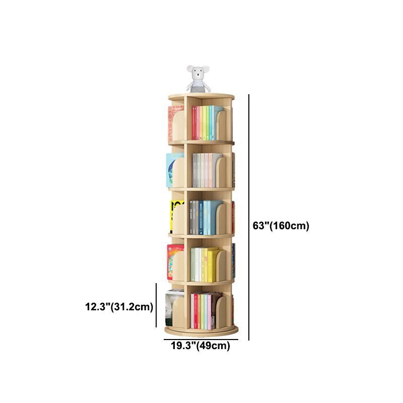 Contemporary Style Bookshelf Natural Solid Wood Bookcase for Home Office