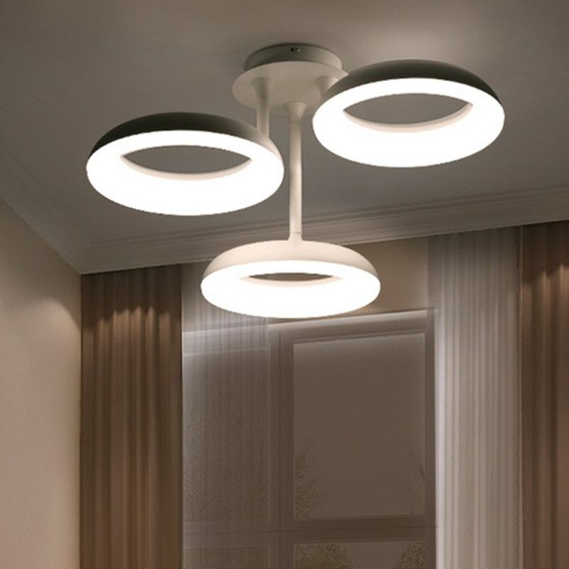 Simplicity Circle LED Semi Flush Light Acryl Wohnzimmer Deckeneinbauleuchte in Weiß