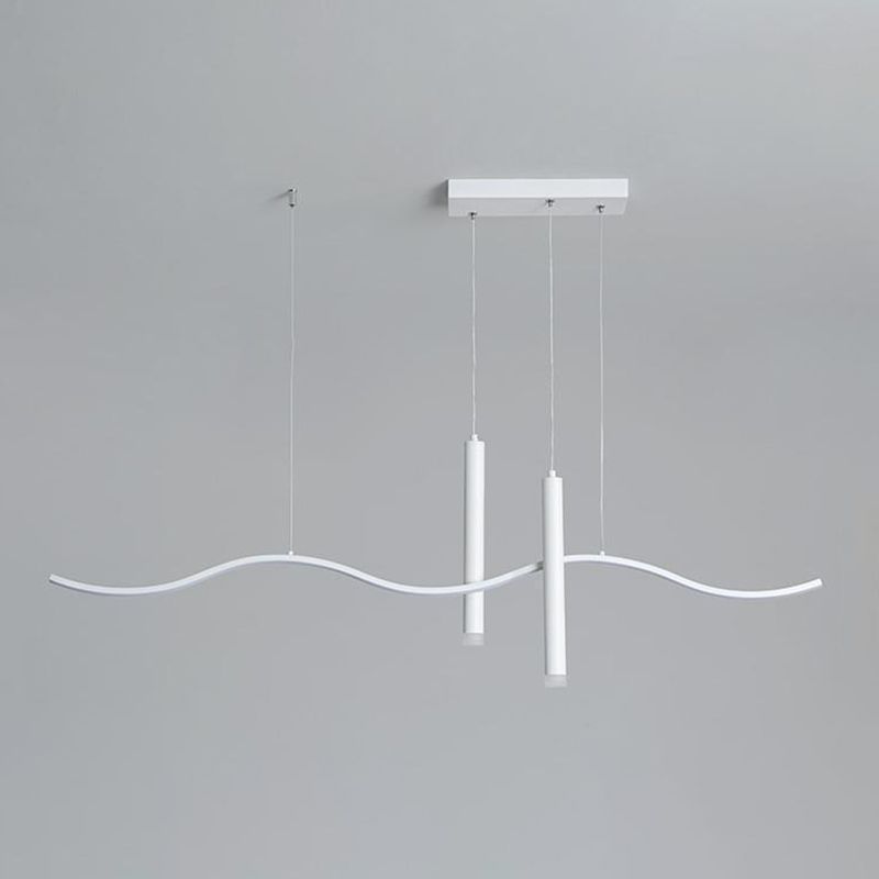 3-Light White Modernism Kitchen Island Lighting LED Metallic Ceiling Light