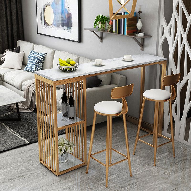 1/3/7 Pieces Rectangular Bar Table Set Modern Marble Milk Tea Shop Table with Bar Stools