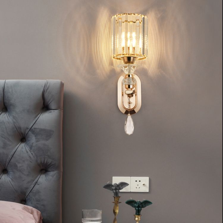 Luz de pared de cristal contemporánea Luz de apliques de 1 luz para dormitorio