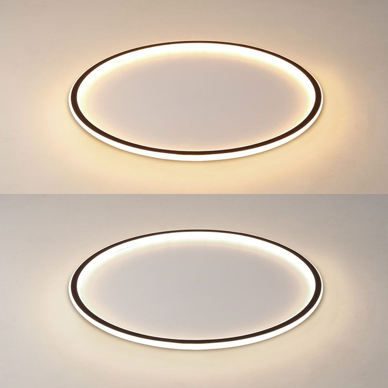 Circle Ceiling Light Modern Aluminum Flush Mount Light for Living Room in Black