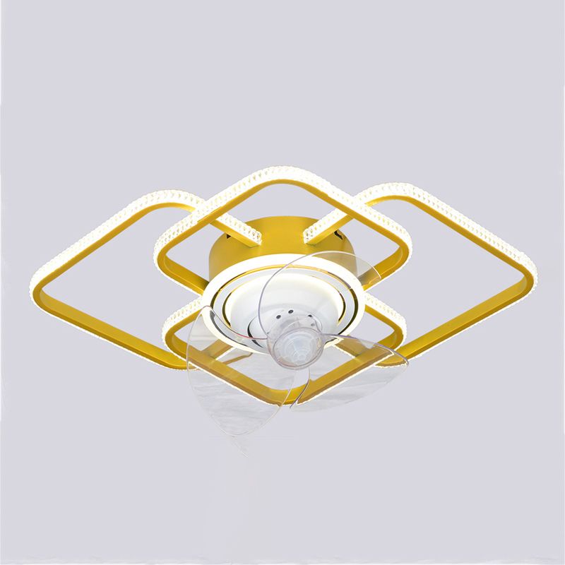 Geometric Shape Metal Ceiling Fan Modern Style Multi Lights Ceiling Fan Lamp