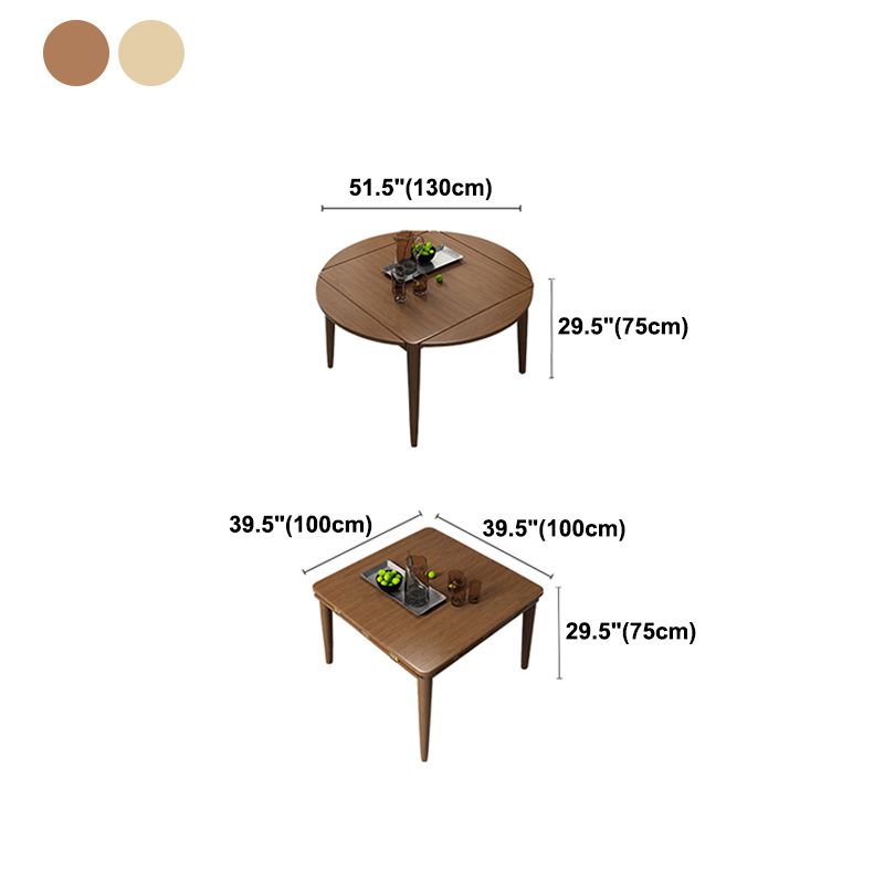 Mid-Century Modern Folding Dining Table Rubberwood Solid Wood Dining Table with 4 Legs