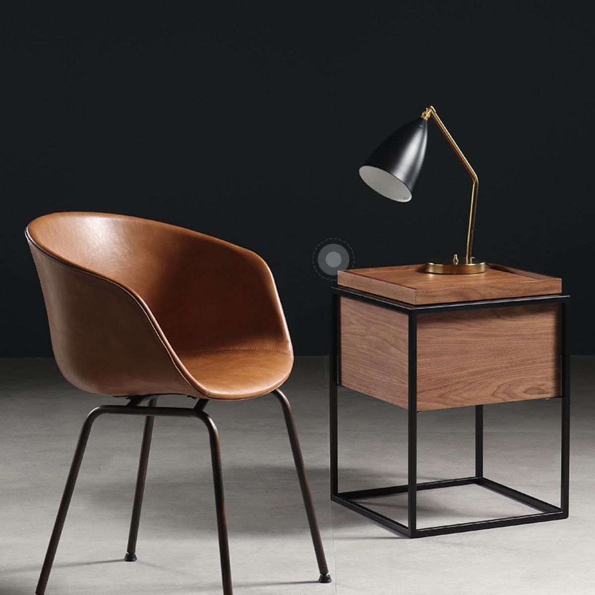 Industrial Style Metal Matte Finish Dining Arm Chair Solid Back Dining Chair