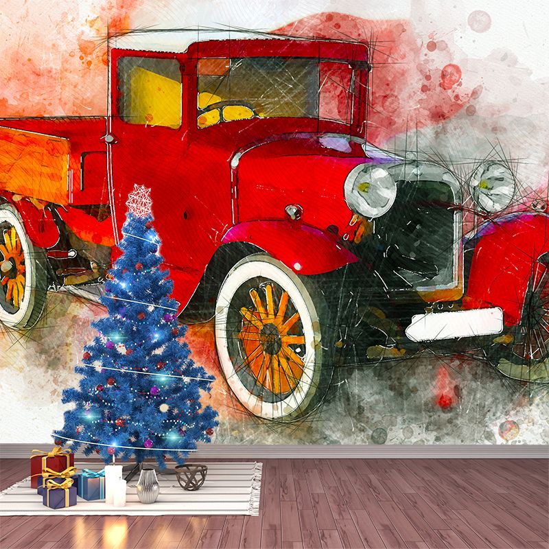 Illustration Vehicle Mildew Resistant Mural Wallpaper Sleeping Room Wall Mural