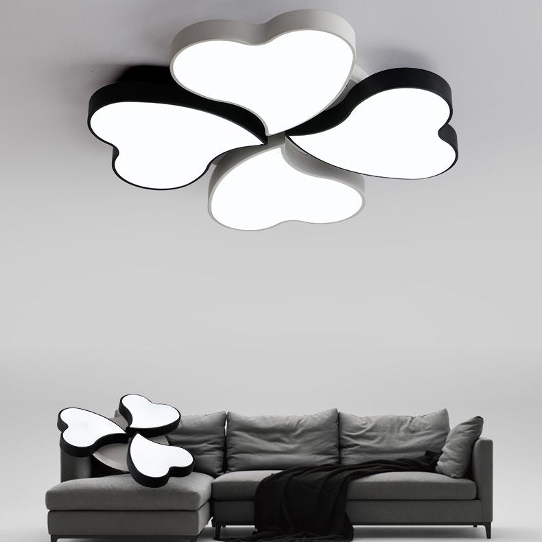 Moderne minimalistische LED Deckenleuchte Schmiedeeisen Herz-Shaped Flush Mount mit Acryl-Farbton