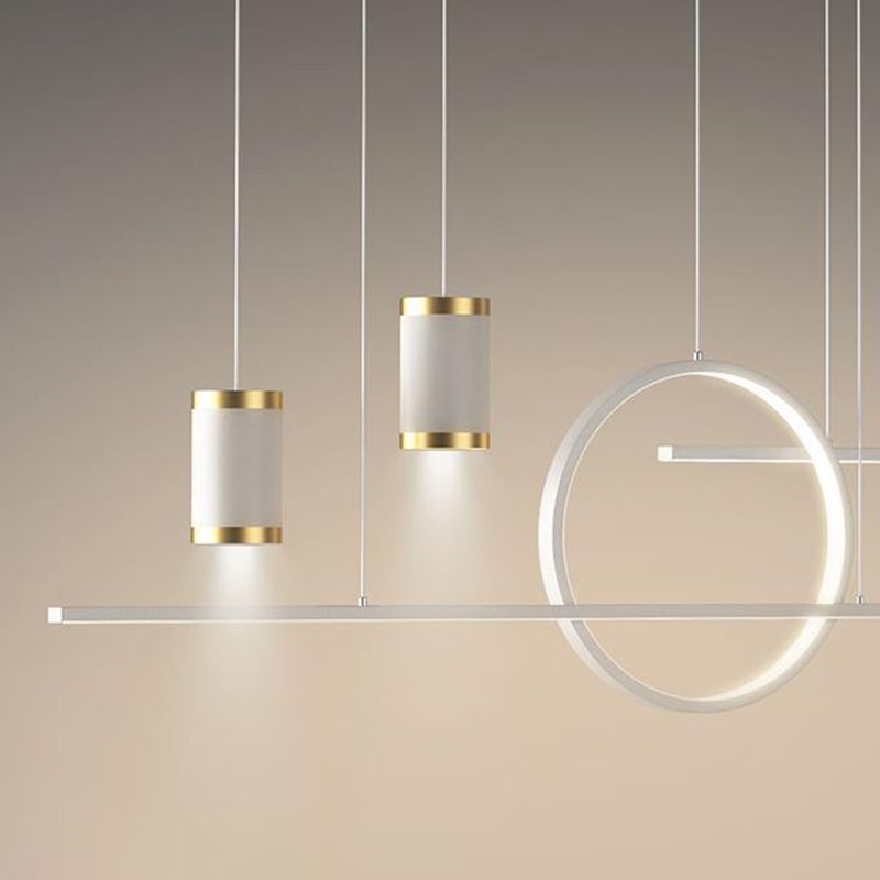Geometric Shape Metal Island Pendants Modern Style 8 Lights Island Pendant Lights