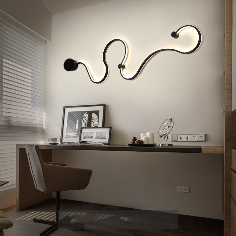 Sala de estar de cinta Sala de luz Luz de Luz de metal LED Nordic Wall Light in Black