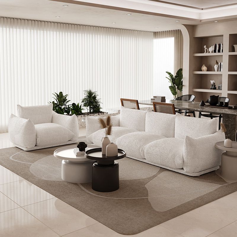 White Pillow Top Arm Sofa Stain Resistant Sewn Pillow Back Sofa