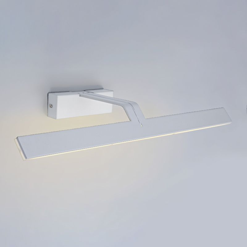 Linear Metal Wall Sconce Modern 1 Light Mirror Wall Mount Light Fixture in White