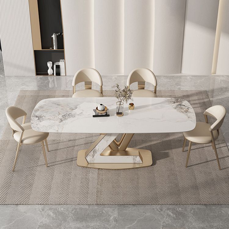 Glam Style Rectangle Table Set 1/4/5/7/9 Pieces Dining Set for Home Use