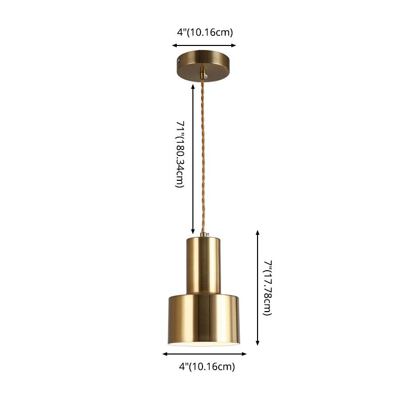 Metal Shaded Pendant Lighting Fixture Simple Style Gold Hanging Lamp Kit for Bedroom