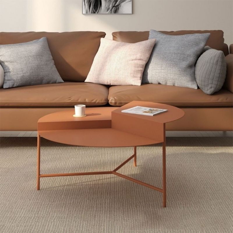 Geometric Metal Coffee Table Dia 27.6" 3 Legs Cocktail Table