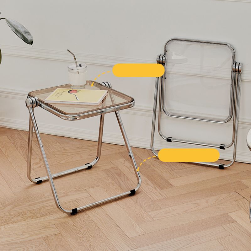 Contemporary Metal X-base End Slide Table Rectangular Side Table