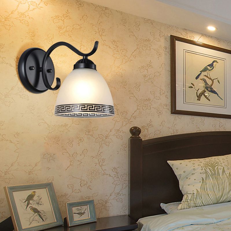 Industrial Style Wall Sconce Grass 1 Light Sconces in Black for Bedroom