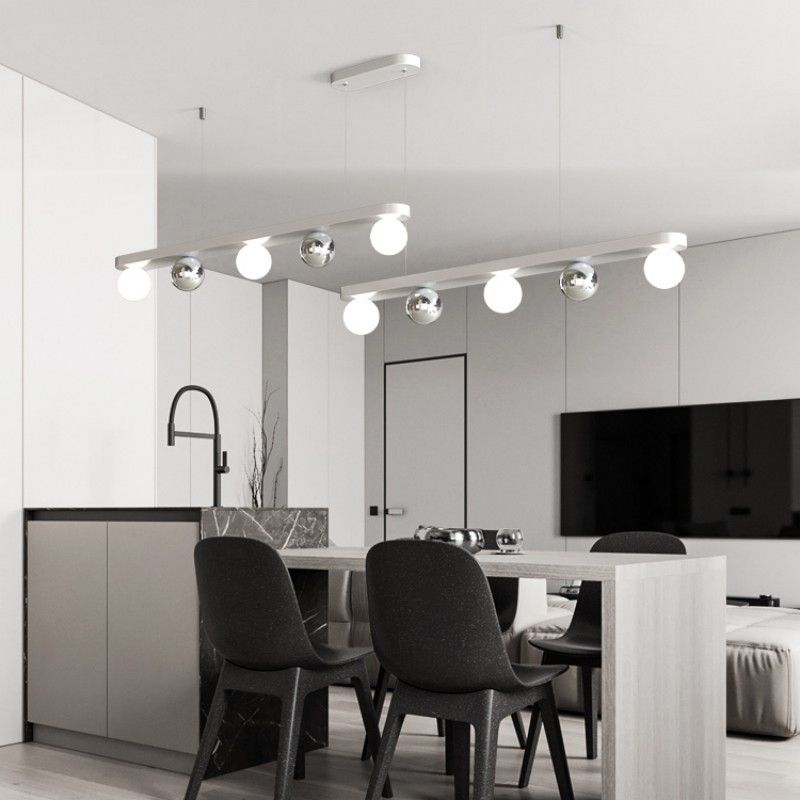 Contemporary Globe Hanging Pendant Lights in White for Dining Room