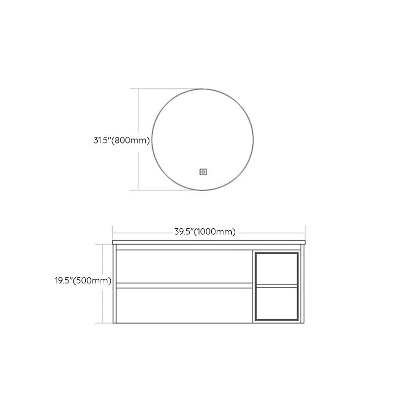 Modern Bathroom Sink Vanity Solid Color Vanity Cabinet with Mirror