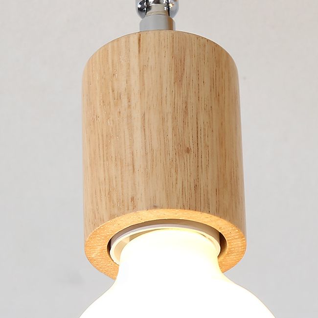 Open Bulb Ceiling Light Fixture Minimalist Wooden Hallway Semi Flush Mount Light