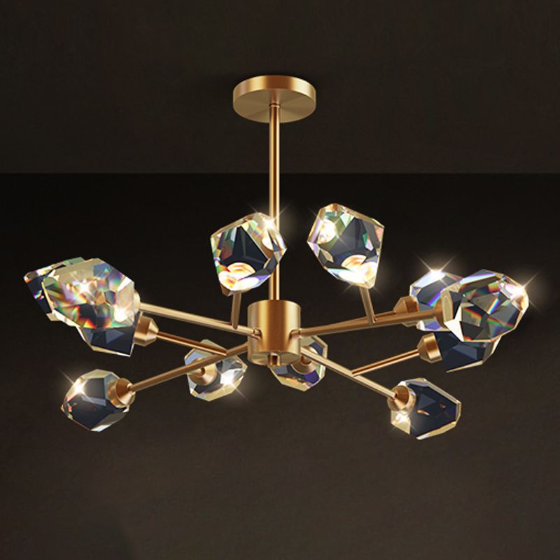 Modern Luxury LED Pendant Light Metal Indoor Chandelier with Crystal Shade