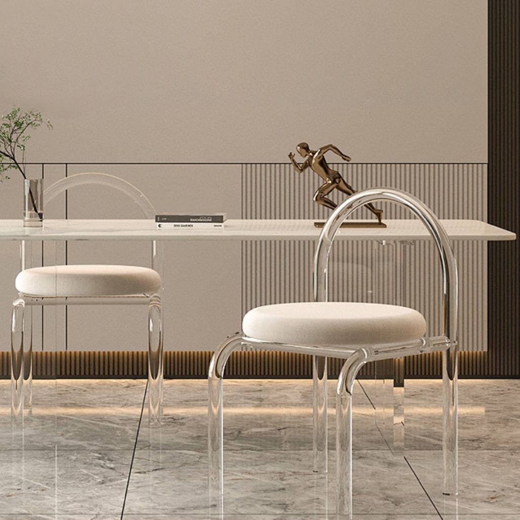 Modern Stone Rectangle Dining Table Acrylic Base for Dining Room