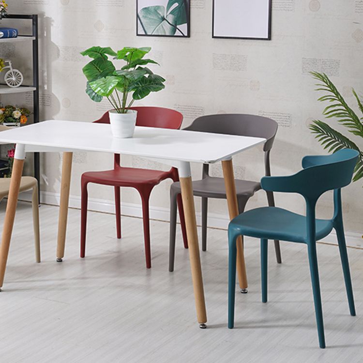 Home Stackable Contemporary Arm Chair Open Back Plastic Dining Room Chair