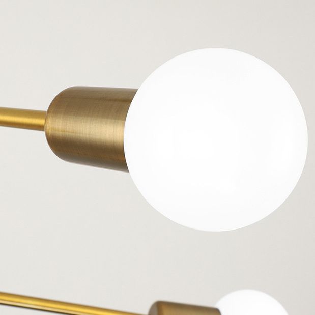 Linee geometriche lampadario in metallo creativo design a lampadina nuda dispositivo di illuminazione moderna in oro elettroplato