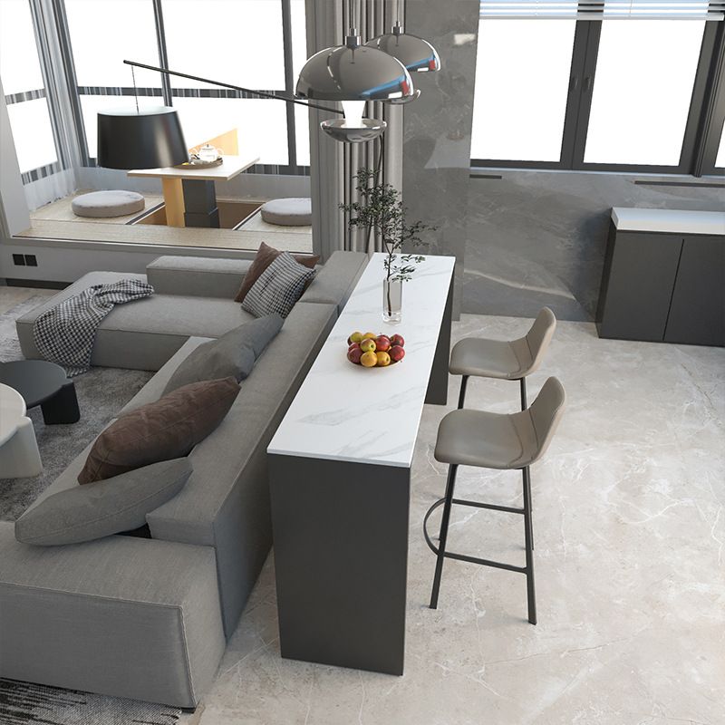 Industrial Style Bar Table Stone Rectangle Bistro Bar Desk for Living Room