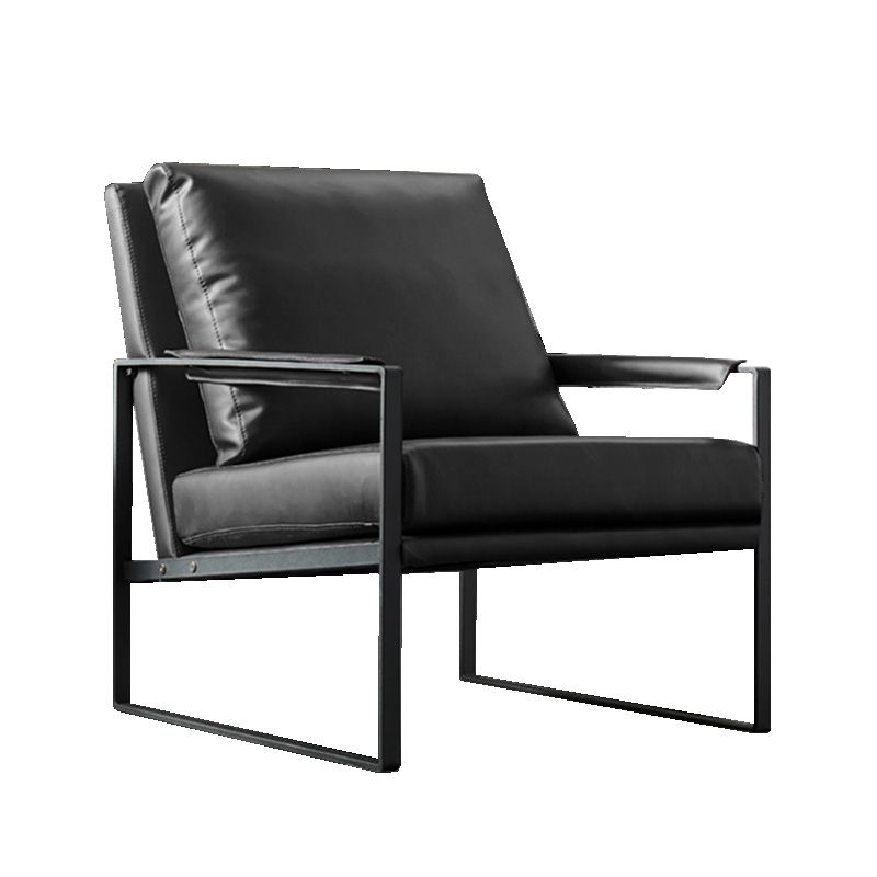 Solid Color Office Leather Arms Included with Cushion with Black Legs Armchair