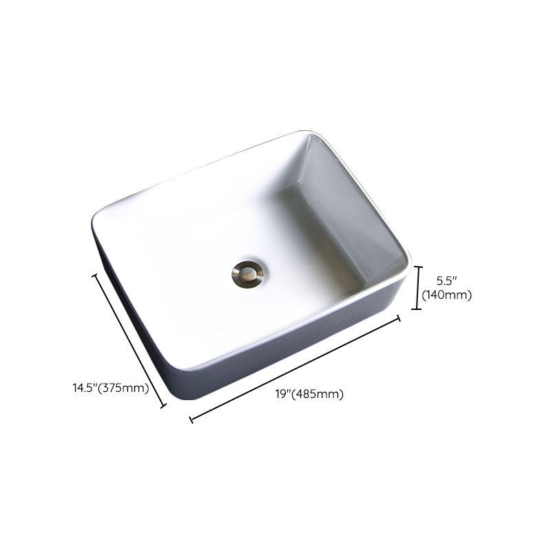 Modern Bathroom Sink Porcelain Pop-Up Drain Round Vessel Bathroom Sink