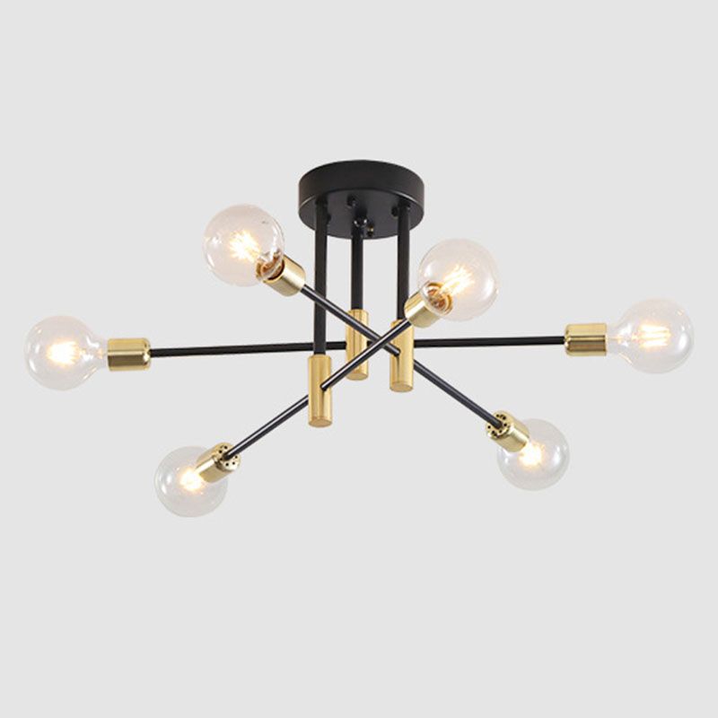 Aluminium Radiale Plafondlamp in Industriële Retro Stijl Gelakt Ijzer Semi Flush Mount voor Slaapkamer