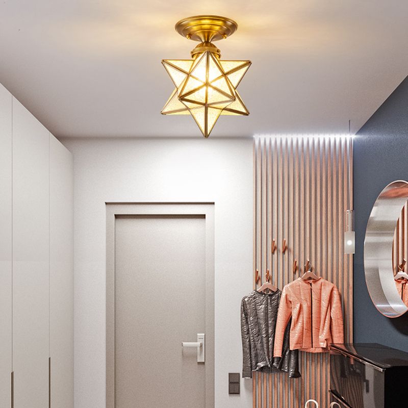 Colonical Creative Star - Lámpara de techo individual de cobre con pantalla de cristal