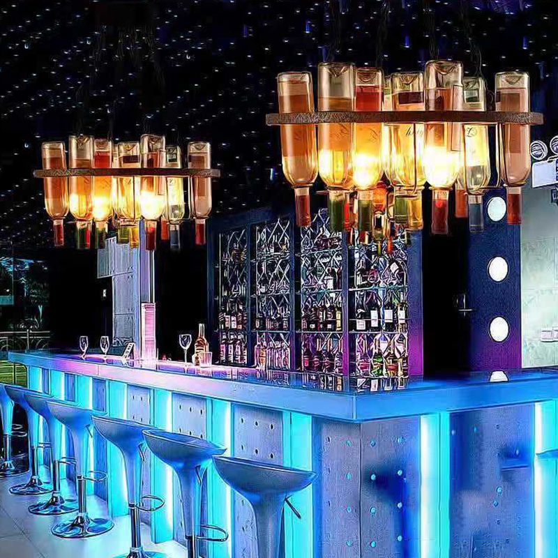 Household Glass Hanging Island Light Industrial Hanging Lighting Fixture for Dining Room