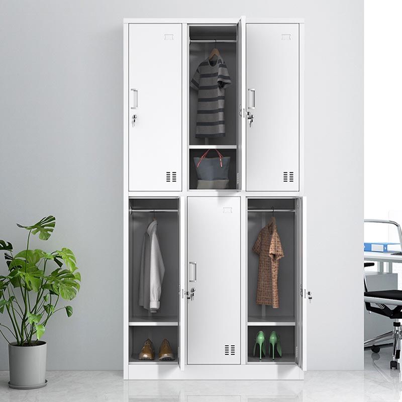 White Steel Cabinet with Hinged Doors Modern Storage Cabinet