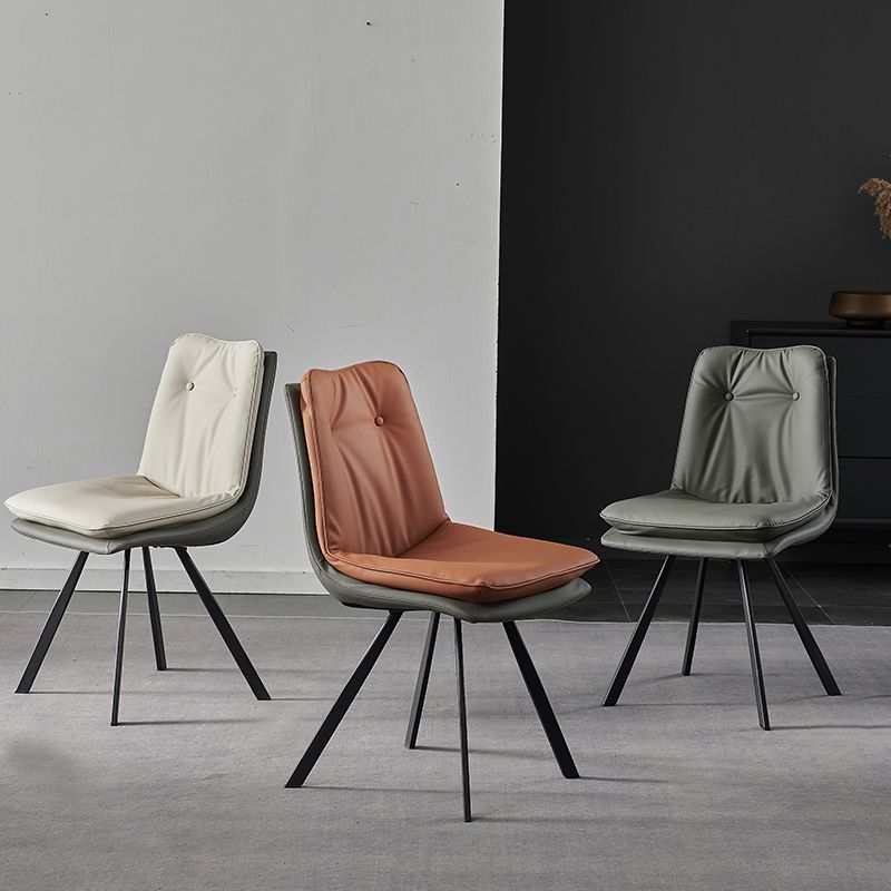 Leather Dining Side Chair Industrial Design Armless Solid Back Chairs