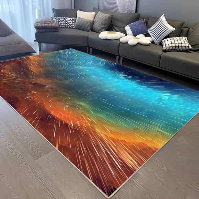 Orange Gorgeous Rug Polyester Color Block Rug Washable Rug for Drawing Room