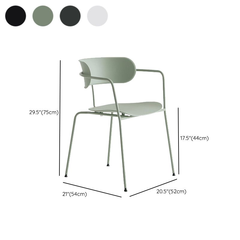 Contemporary Style Arm Chair Plastic Open Back Side Chair with Metal Base