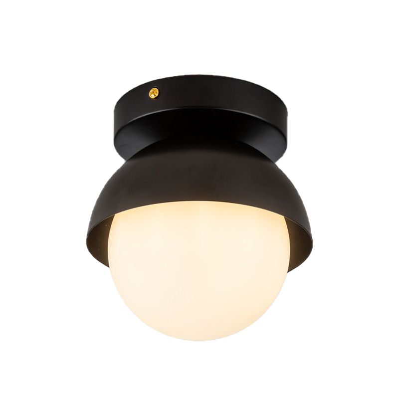 Plafonnier en métal demi-cercle monté sur poteau moderne à 1 lumière finition noir/or lampe encastrée pour hall d'entrée
