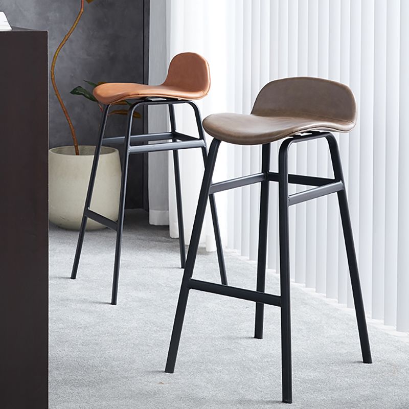 Modern Backrest Armless Counter Stool Iron Bar Stool with Seat and Pedal for Cafe