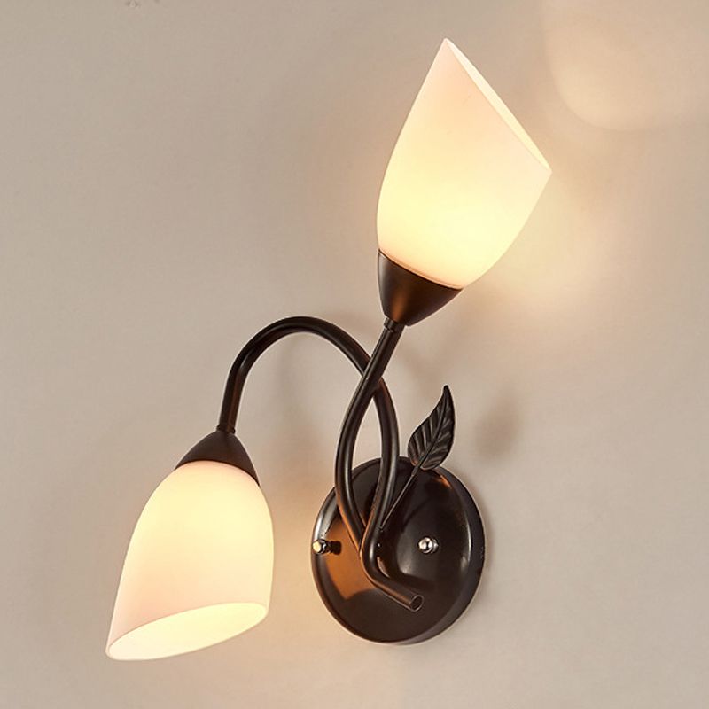 Modernist Wall Sconce Flower Wall Light Fixture with Glass and Metal for Bedroom
