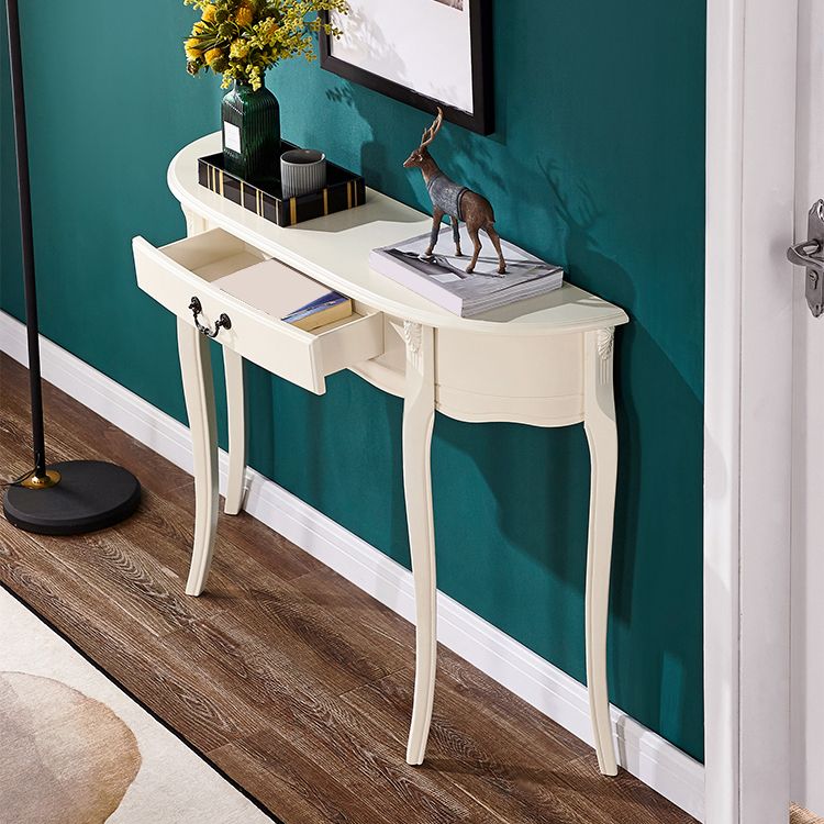 Mid-Century Modern Wooden End Table Half Moon Sofa Console Table for Hall