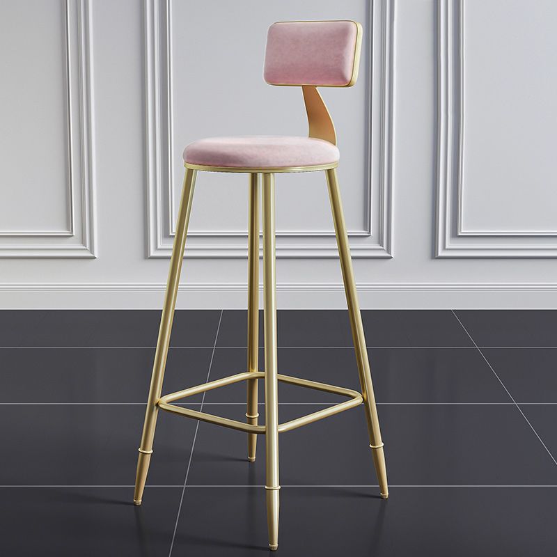 Nordic Armless Backrest Counter Stool Iron Dining Room Bar Stool with Cushion and Pedal